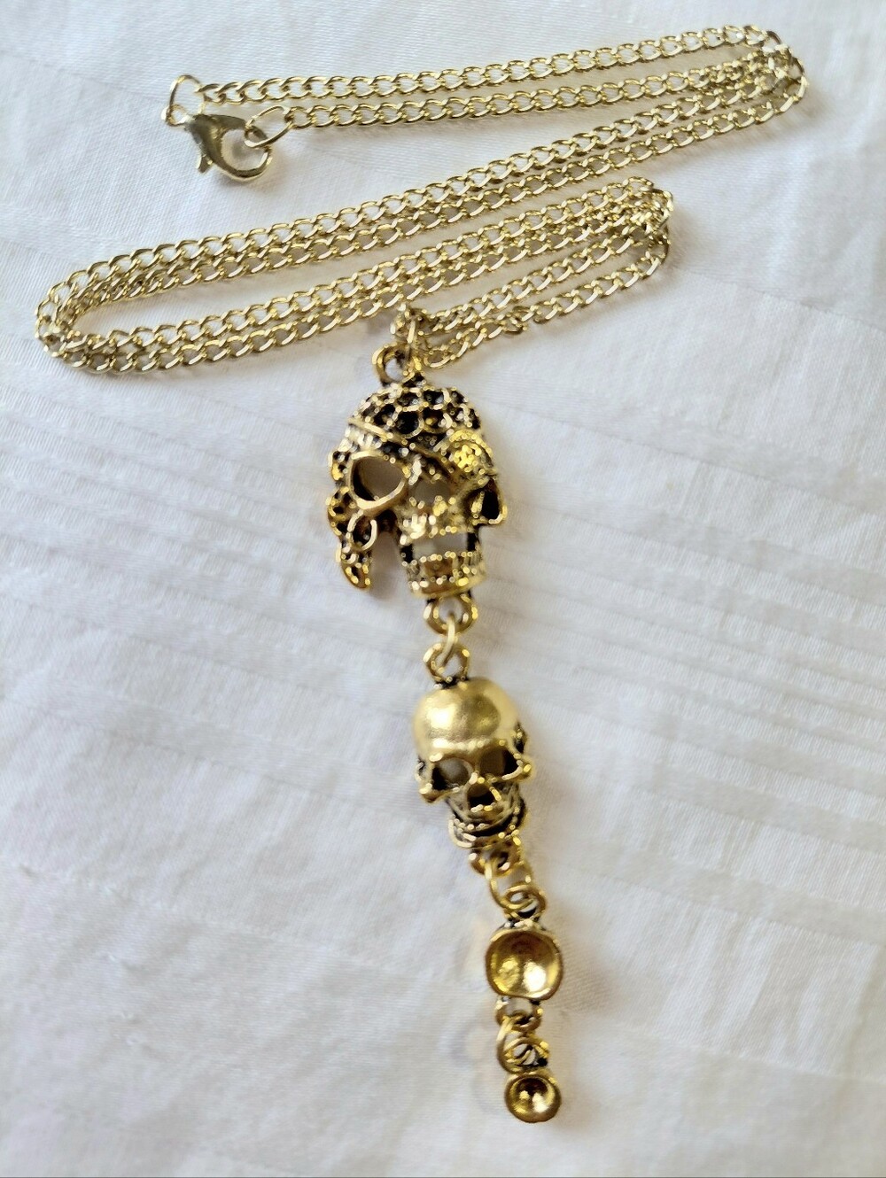 Gold Scull Pirate Punk Tassel Necklace
